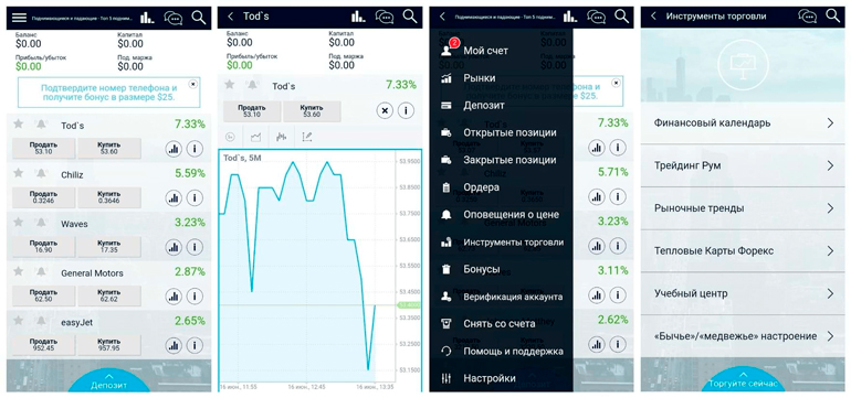 Мобильная версия платформы
