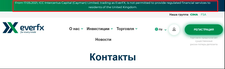 Страны, в которых брокер не работает