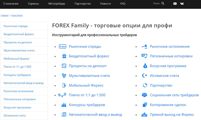 Все возможности Forex Family