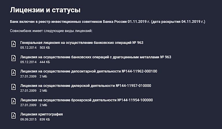 Лицензии