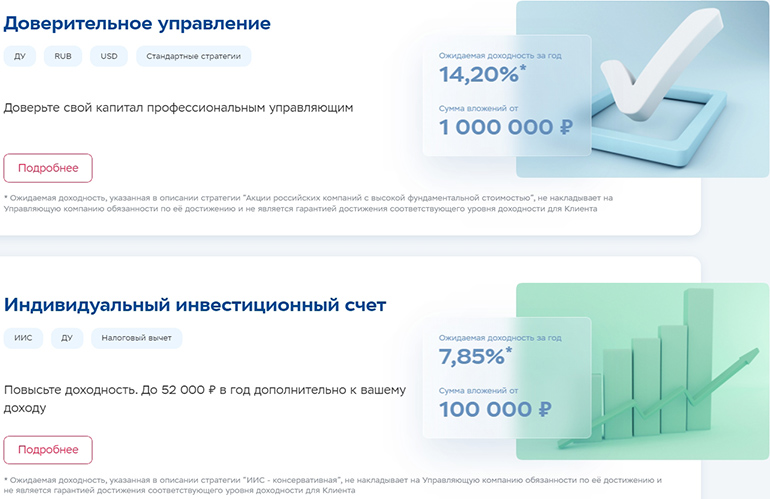 Условия по ДУ и ИИС